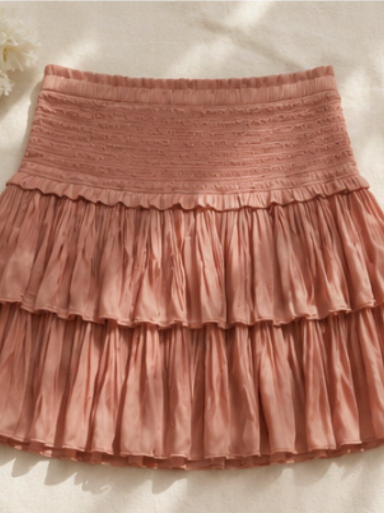 Mixology Good Vibrations Rose Smocked Ruffle Mini Skirt Nwt M — image 5 of 6